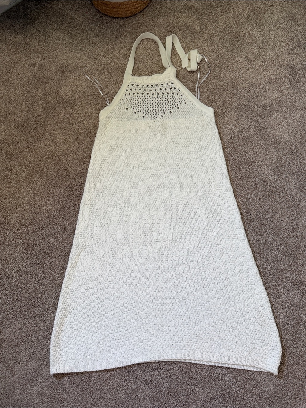 Ivory Crochet Halter Midi Dress